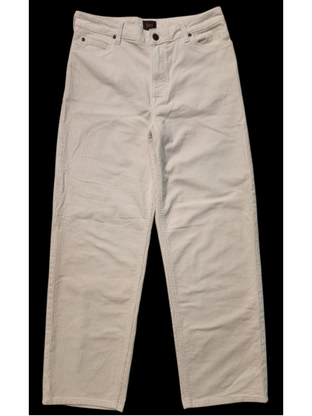 Lee Corduroy Pants Women's Size 30 Cream White Pinstripe Straight Leg 99% Cotton